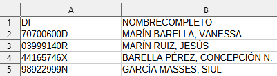 Formato 1 XLS de alumnos